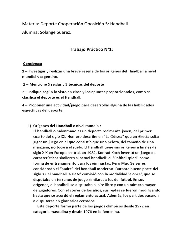 Historia y Reglas del Handball | PDF | Deportes