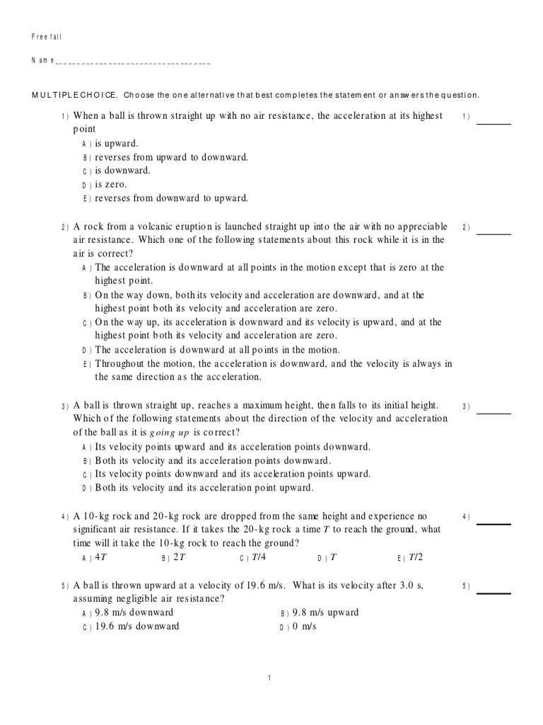 4 Free Fall PDF | PDF | Science & Mathematics