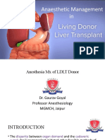 Optimal Anesthesia Management for Live Donor Liver Transplantation Donors