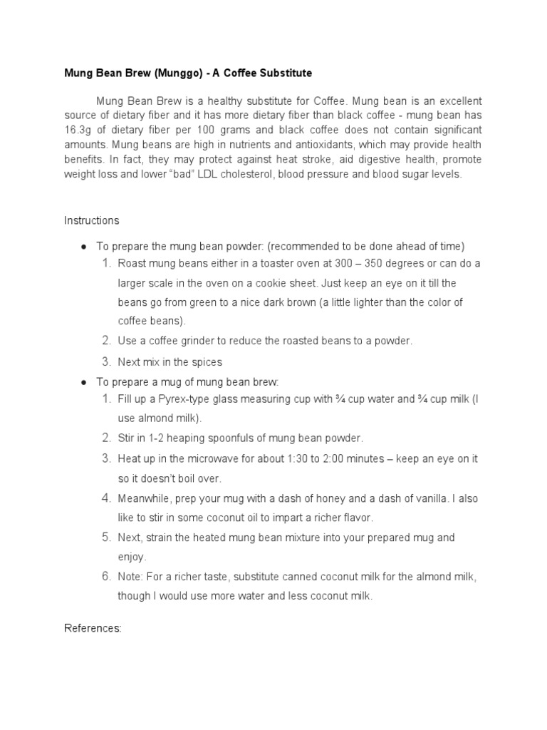Mung Bean Brew (Munggo) A Coffee Substitute PDF