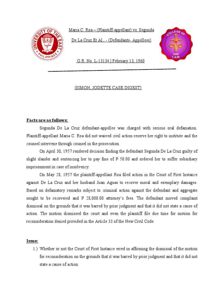 Maria Roa Case | PDF | Law