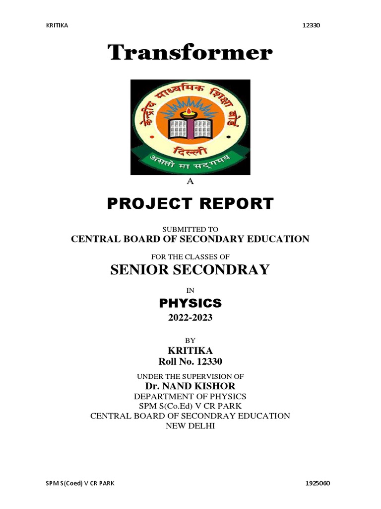 Class 12 Physics Project: Transformer | PDF