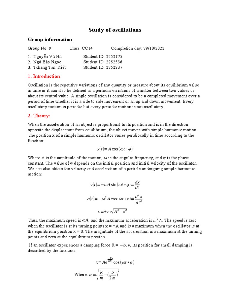 Study Of Oscillation Download Free Pdf Oscillation Motion Physics