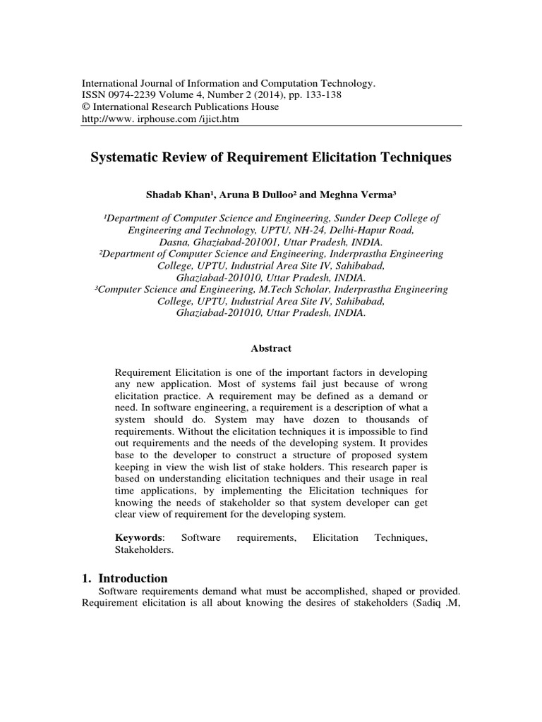 4 Systematic Review Of Requirement Elicitation Techniques 2 PDF PDF