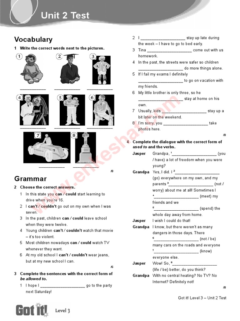 Got it! Level 3 Unit 2 Test | PDF