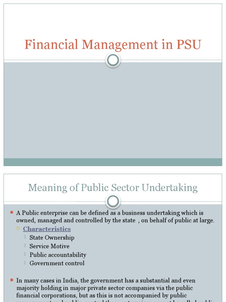 Financial Management in Public Sector Undertakings | PDF | Business ...