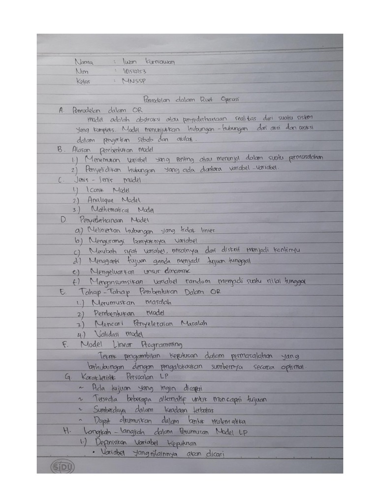 Pemodelan Dalam Riset Operasional PDF | PDF