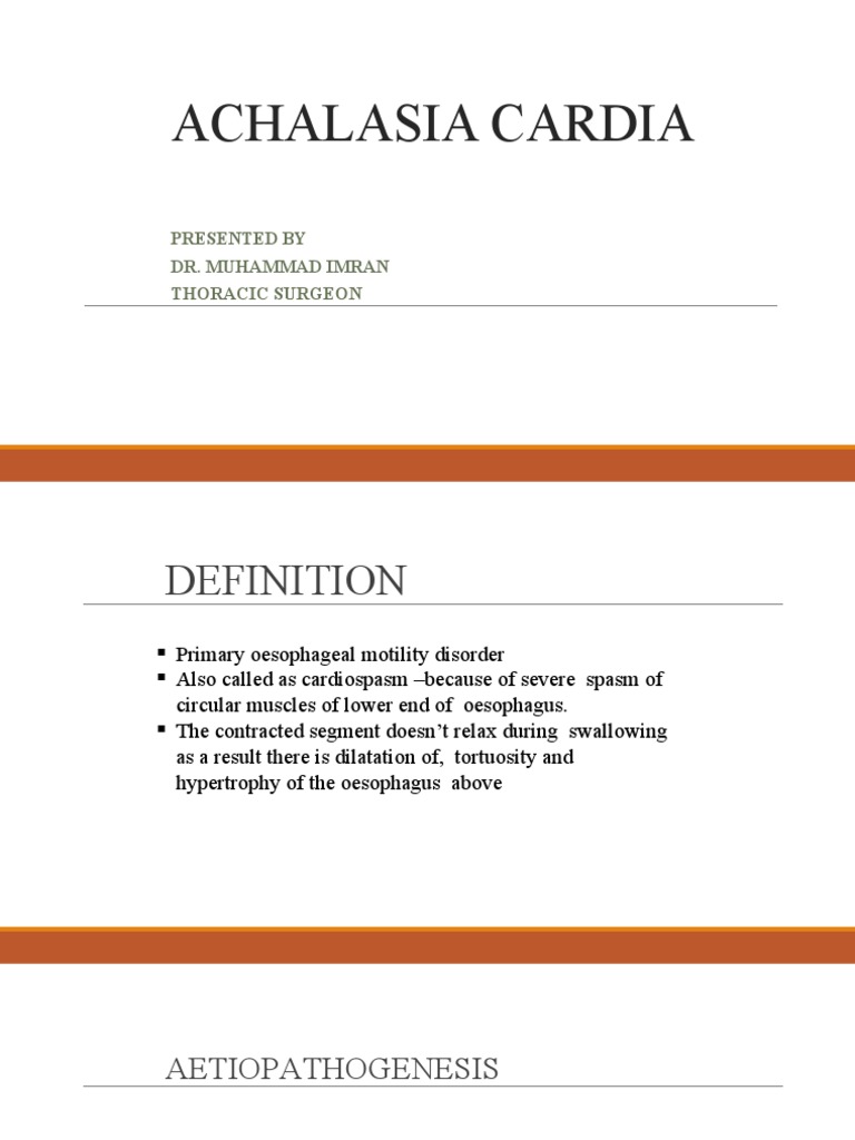 Achalasia Cardia: Diagnosis and Treatment | PDF