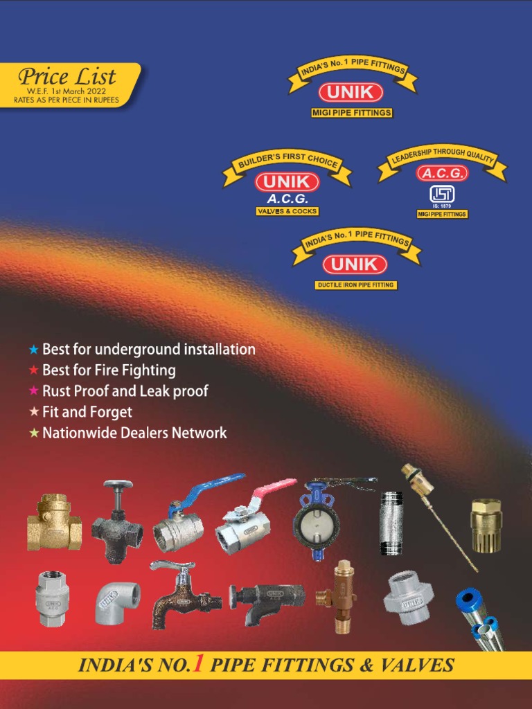 UNIK Fittings Price List 2022 PDF