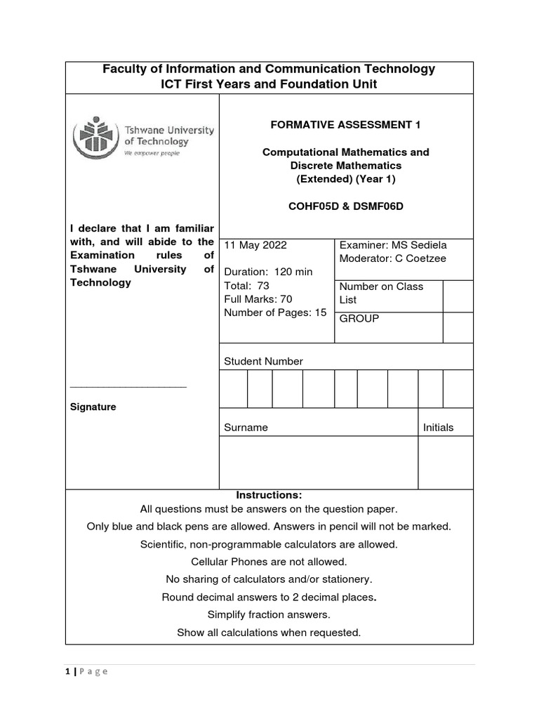Semester Test: Basic Math Assessment | PDF