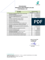 Pengumuman Daftar Pengadaan (Procurement List) 2022 PC Ketapang Ii, LTD