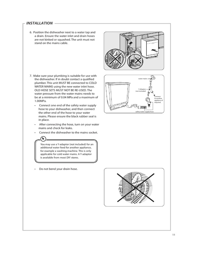 INSTALLATION Currys Essentials CDW60W16 Handleiding PDF PDF