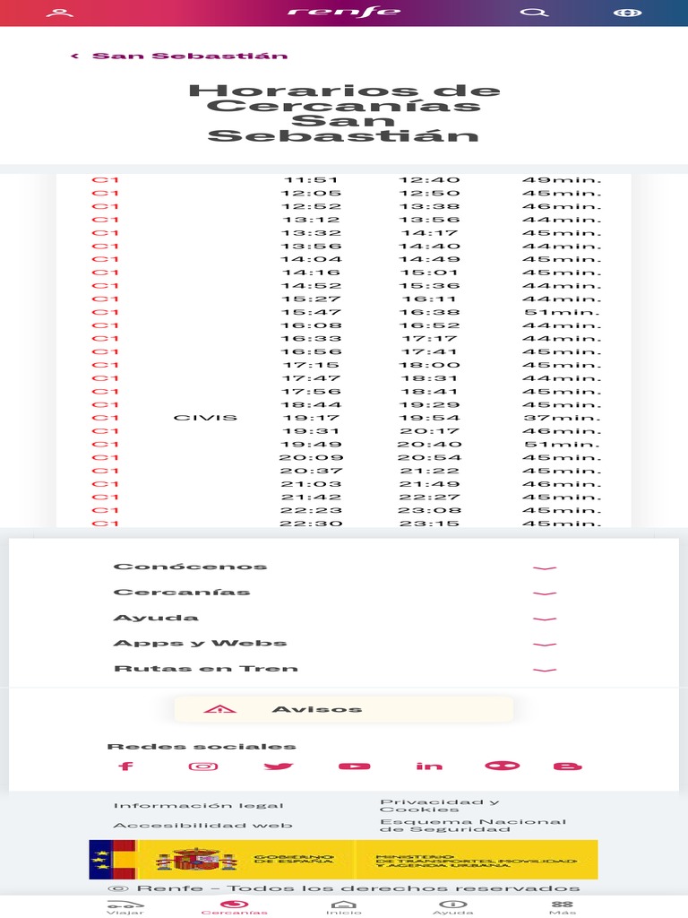 Horarios de Trenes de Cercanías (San Sebastián) Renfe PDF PDF