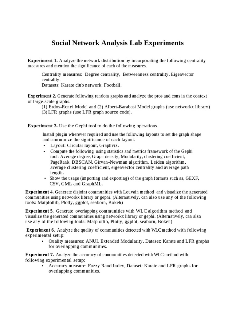 Sna Lab Experiments | PDF | Cluster Analysis | Receiver Operating ...