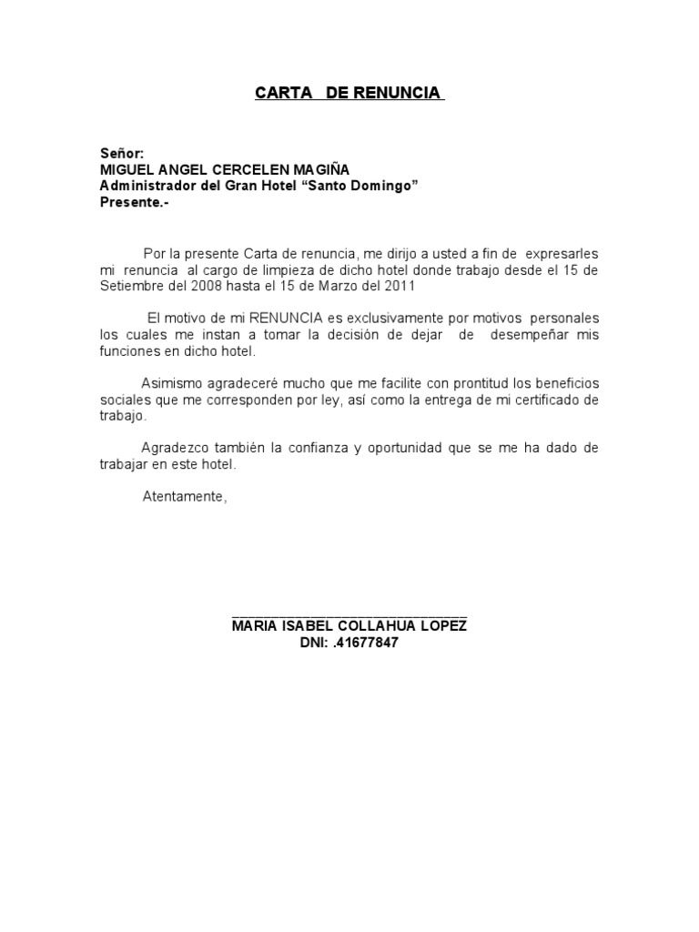 Carta Notarial Renuncia 2010