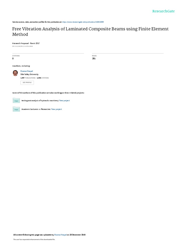 Free Vibration Analysis of Laminated Composite Beams Using Finite