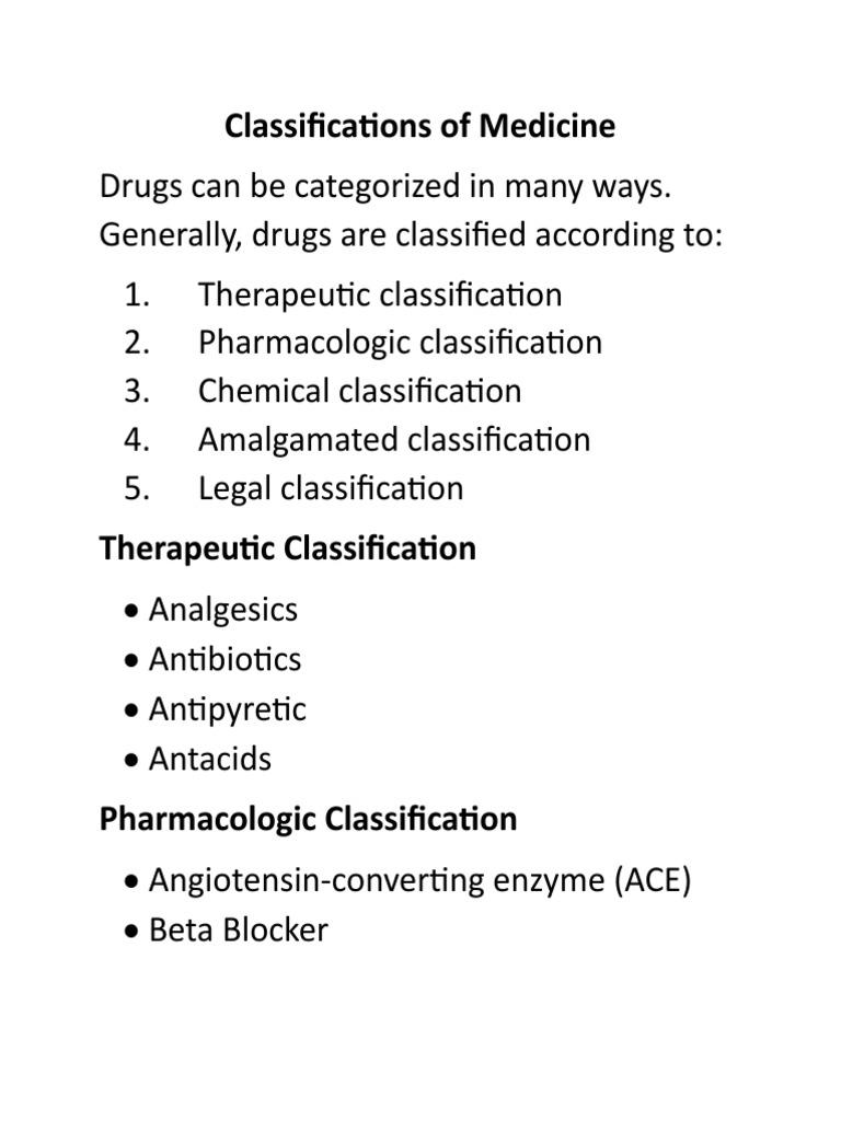 Classifications of Medicine | PDF | Self-Improvement