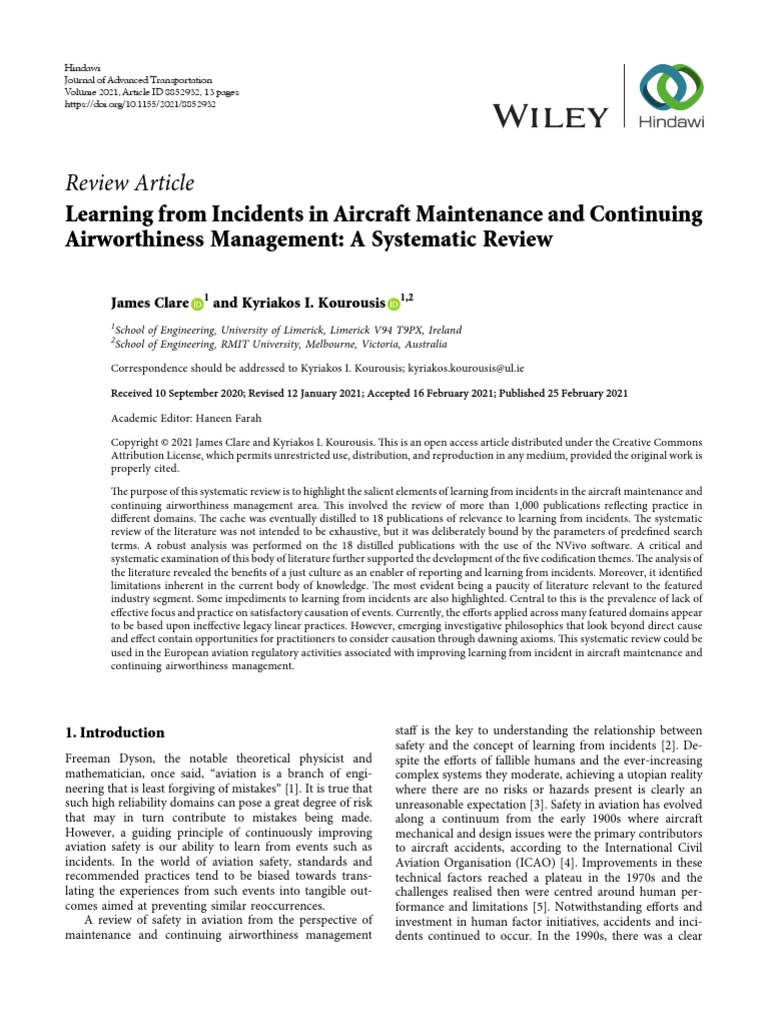 Learning from incidents in aircraft maintenance and continuing