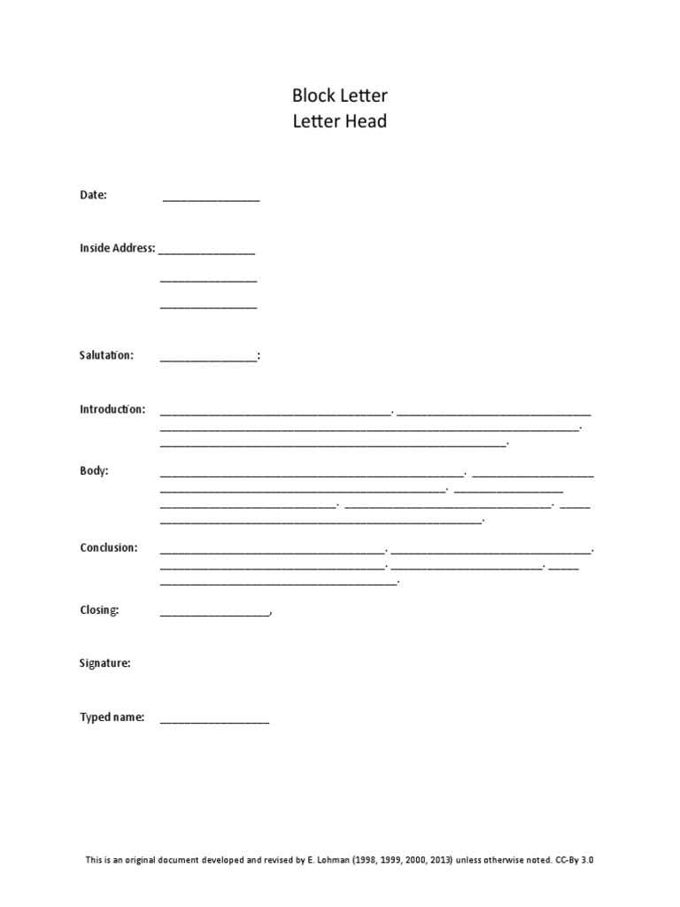 Example Letter Block Format PDF