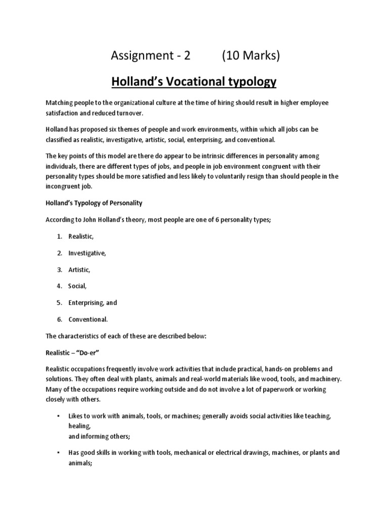 Assignment 2_ Holland's Vocational Typology PDF