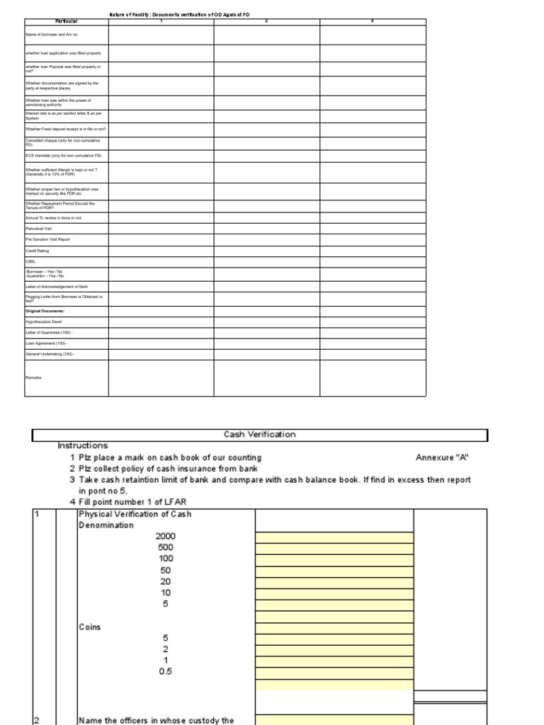 Loan Document Verification Checklist | PDF | Banks | Cheque