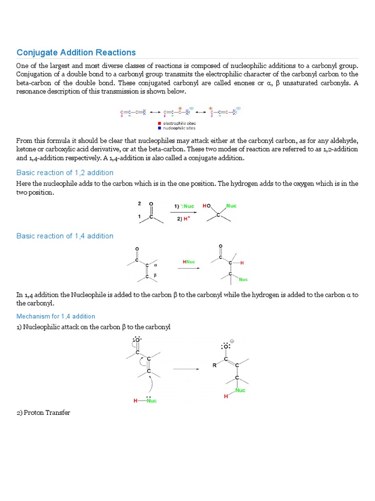 Conjugate Addition Reactions Chemistry LibreTex PDF PDF Chemical