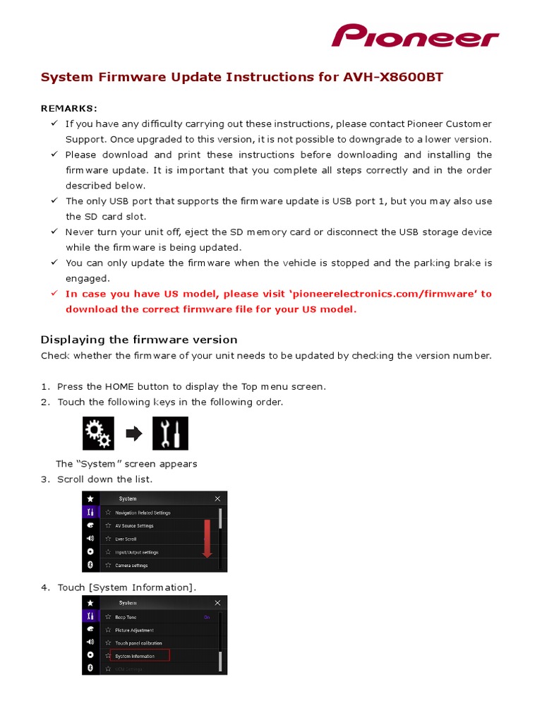 Firmware Update Instructions For Avh-A7100Bt/Xnru – GCCDW