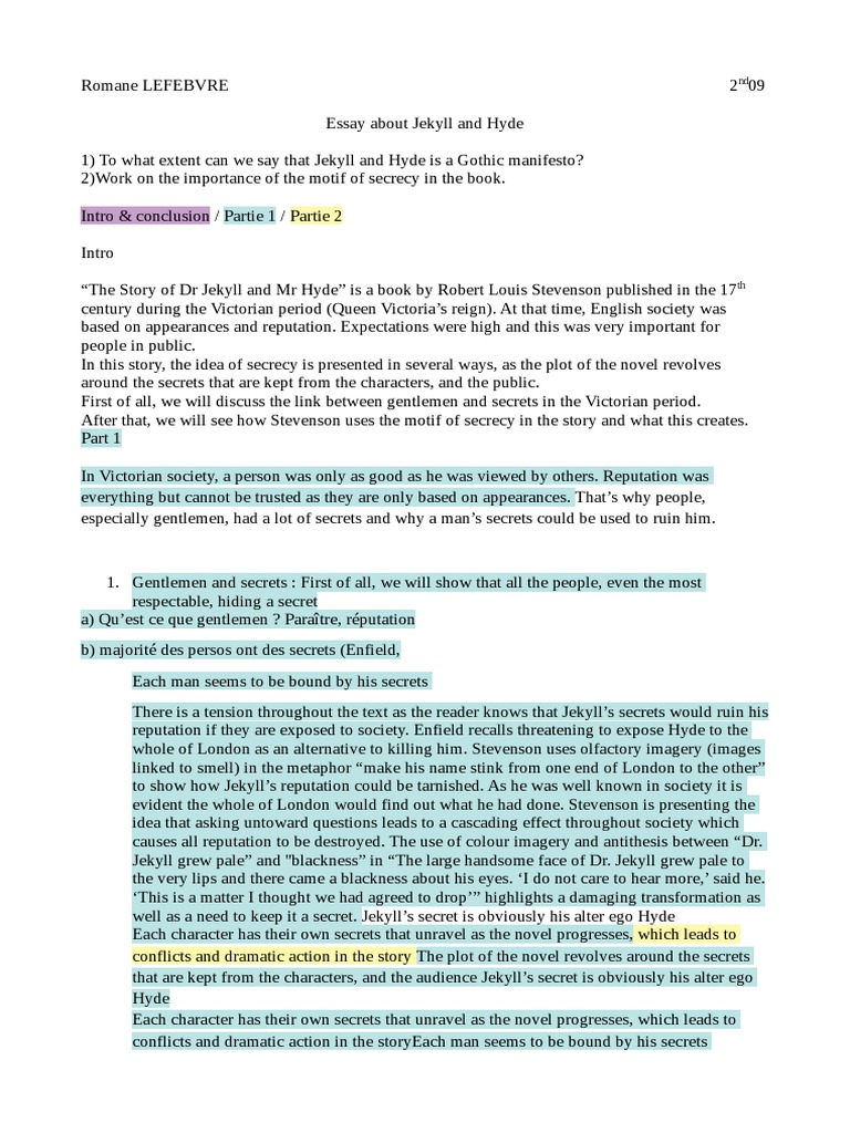 Essay About Jekyll and Hyde Odt PDF