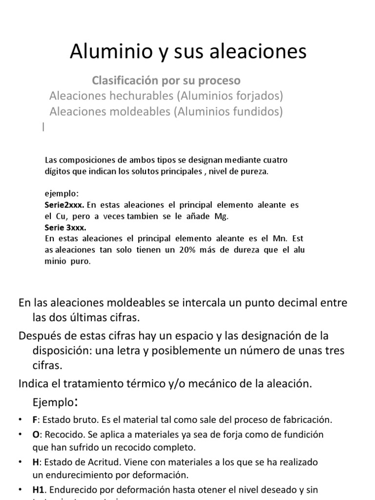 Clasificación de aleaciones de aluminio | PDF | Métodos y materiales de ...