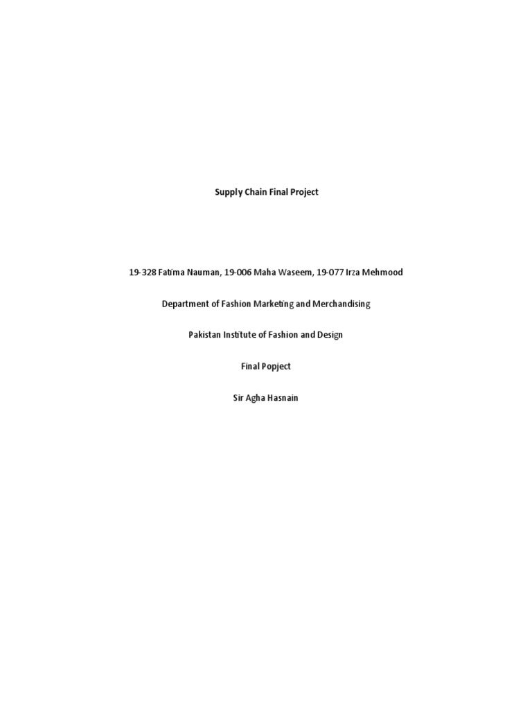 Supply Chain Final Project | PDF | Business | Finance & Money Management