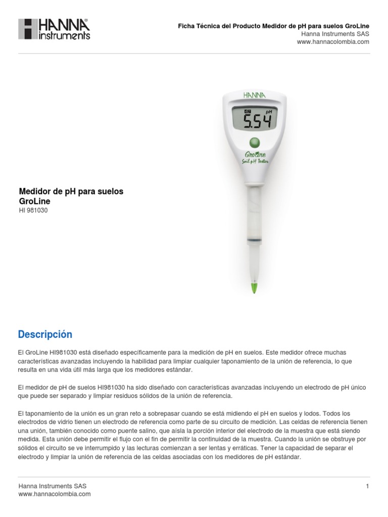 Medidor de pH GroLine HI 981030 | PDF | Ph | Calibración