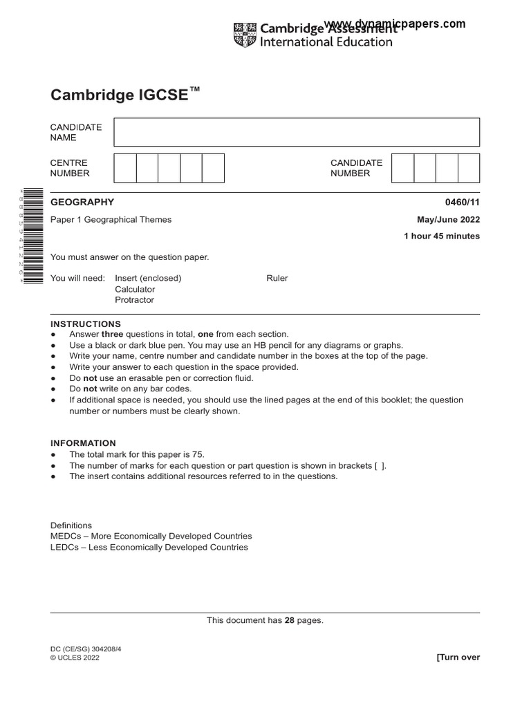 IGCSE 046011 Geography June 2022 PDF PDF