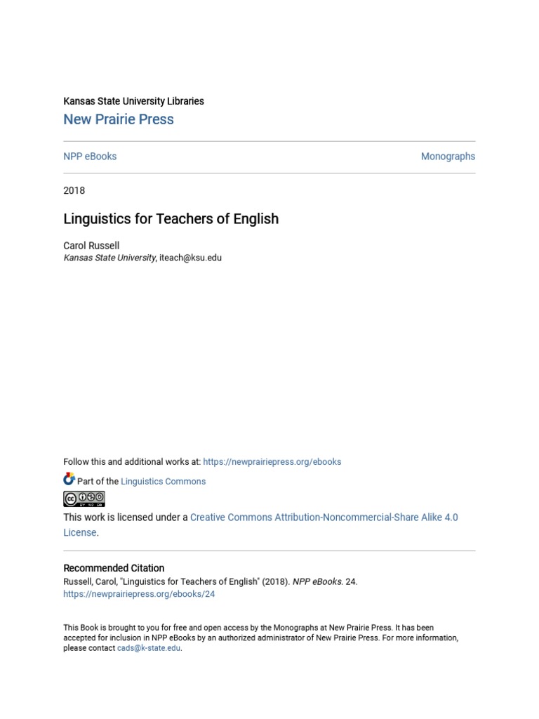 Linguistics For Teachers Of English Pdf Pdf