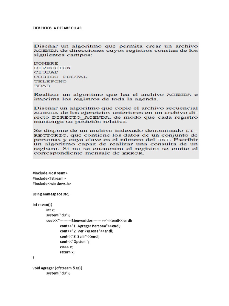 Ejercicios de Programación en C++ y Algoritmos | PDF | Gestión de ...