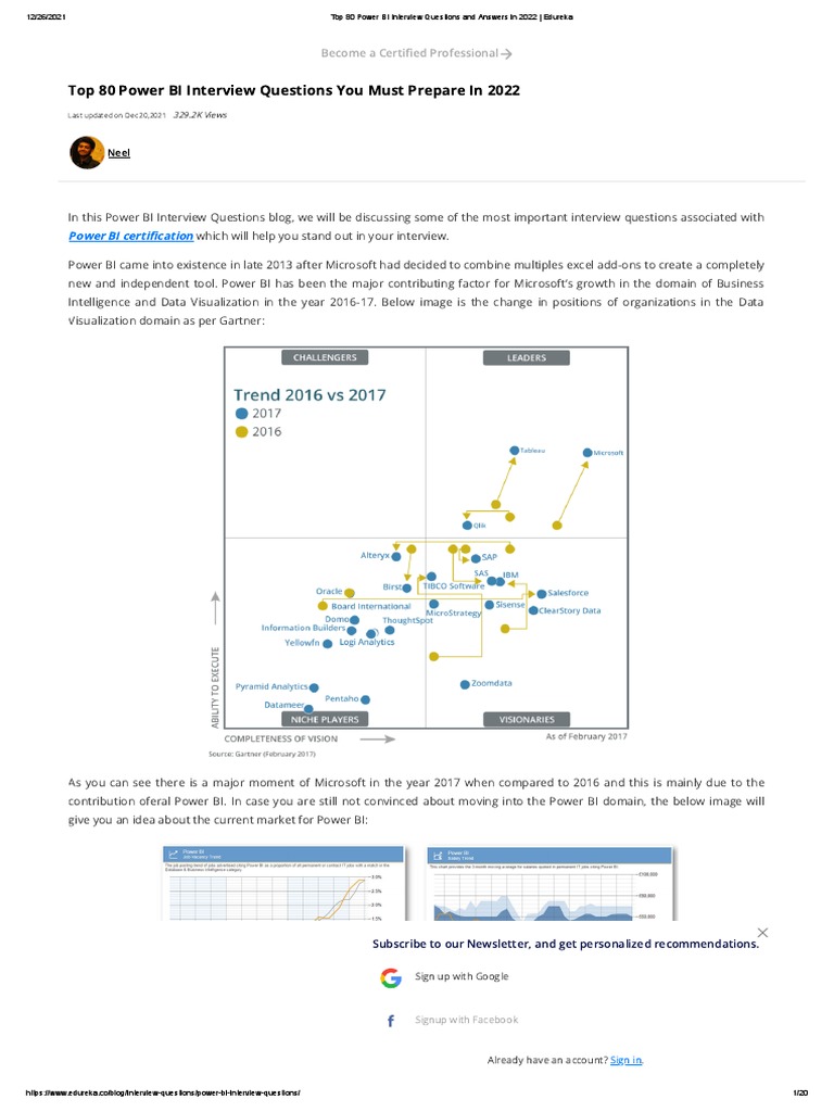 Top 80 Power BI Interview Questions and Answers in 2022 Edureka PDF ...