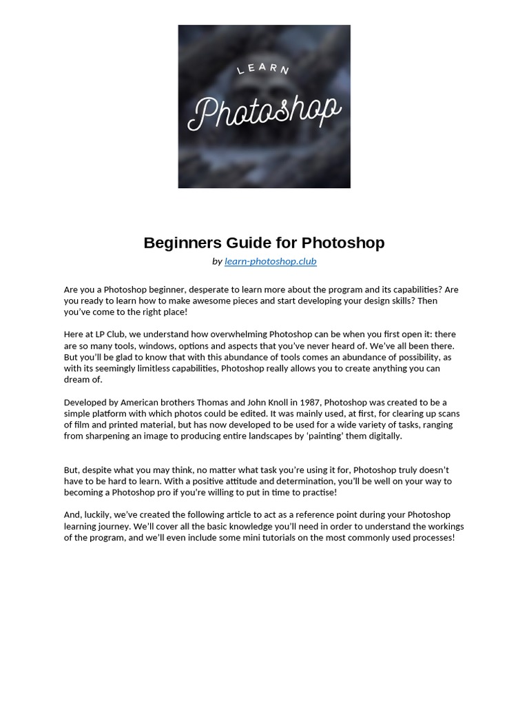 Beginners Guide For Photoshop PDF | PDF