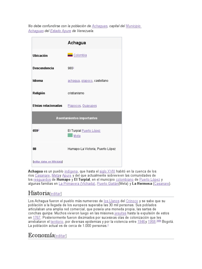 Achagua PDF Pueblos Indígenas de las Américas Colombia
