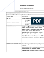 Planejamento quinzenal de componentes curriculares