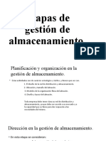 Etapas de Gestión de Almacenamiento