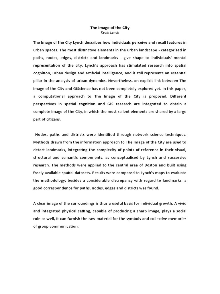 The Image of The City Summary PDF