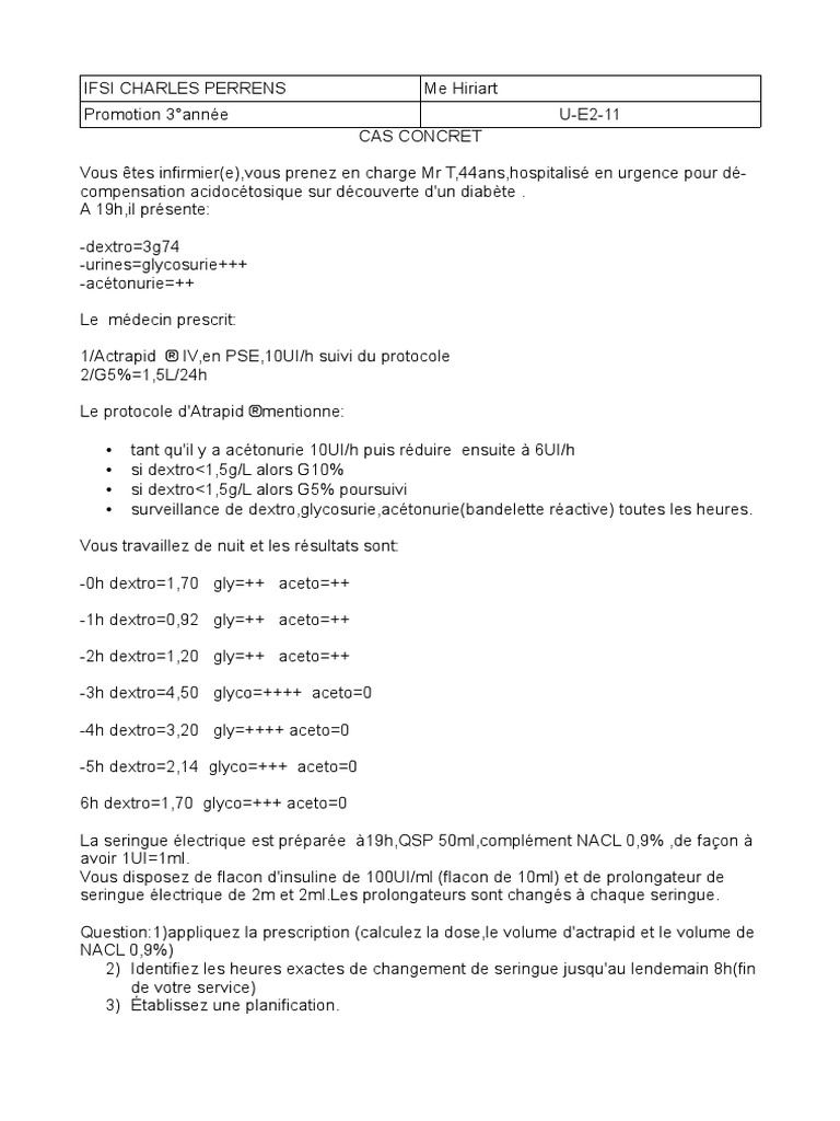 C4 UE 2.11 - TD Calcul de Dose 3 + Correction PDF | PDF | Soins de ...