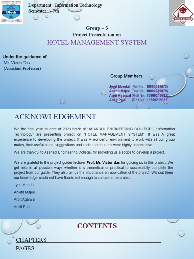 Hotel Management System Project Overview | PDF