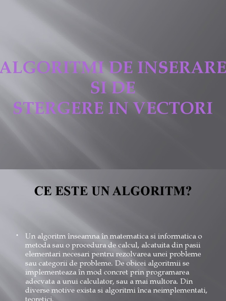 Dokumen - Tips - Algoritmi de Inserare Si de Stergere in Vectori | PDF