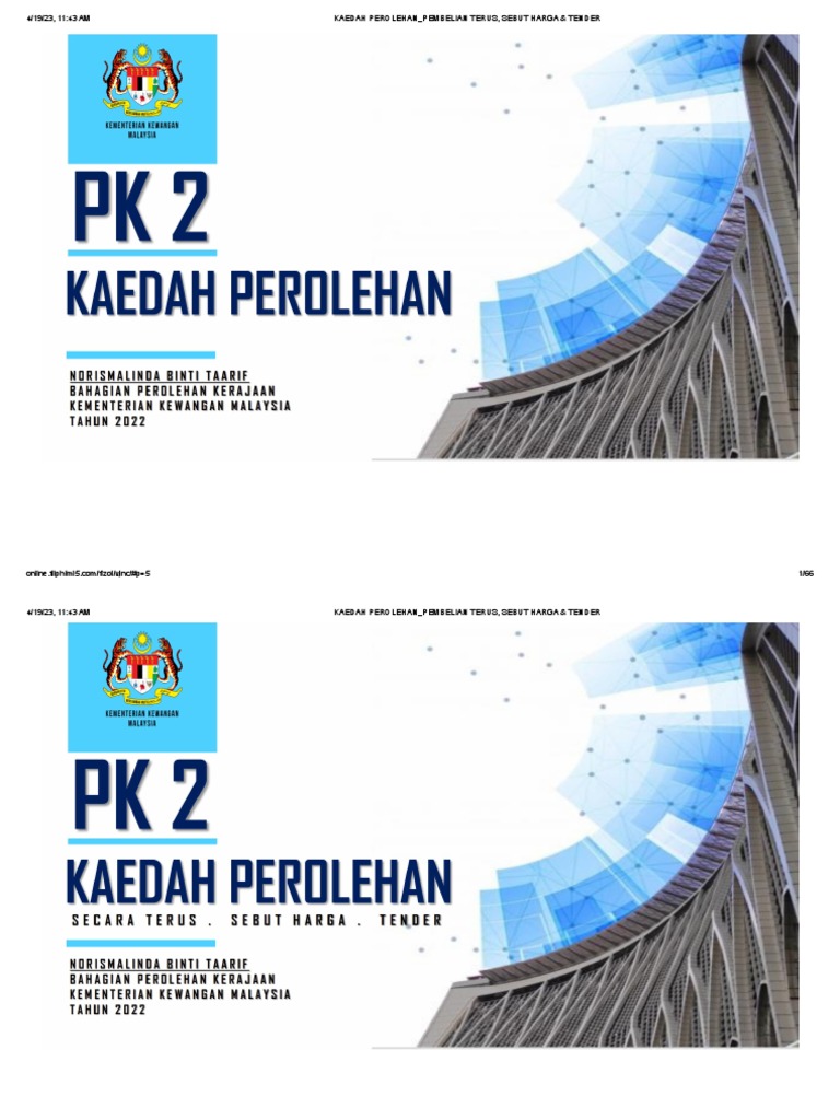 Kaedah Perolehan Pembelian Terus Sebut Harga Tender Pdf