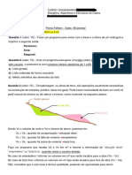 Curso Engenharia Civil - Prova Python Algoritmos Estruturas Dados