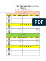 Horario Del Área de Educación Física