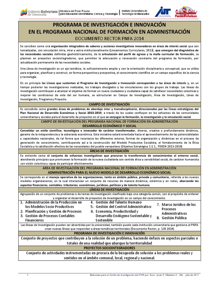 Innovación y Gestión en el PNFA | PDF | Planificación | Contabilidad