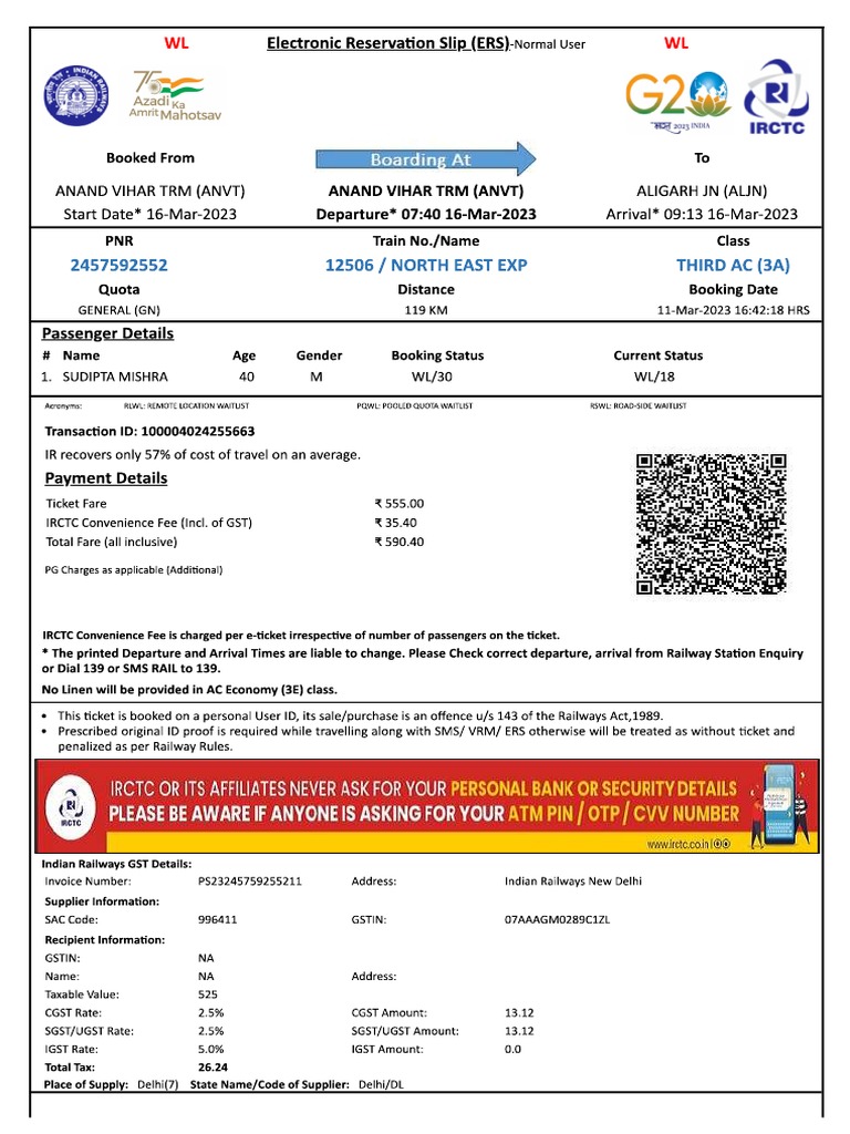 Aligarh Train Ticket Pdf Pdf