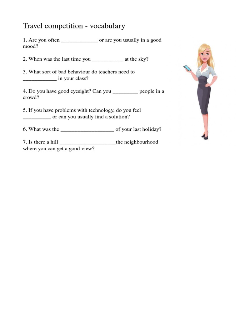 Travel competition vocabulary PDF