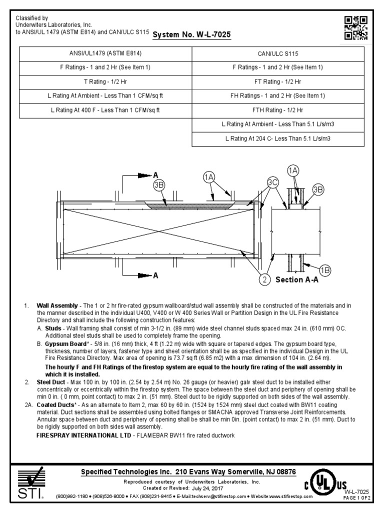 System PDF Files - 1. UL and cUL Systems - wl7025 - DL | PDF